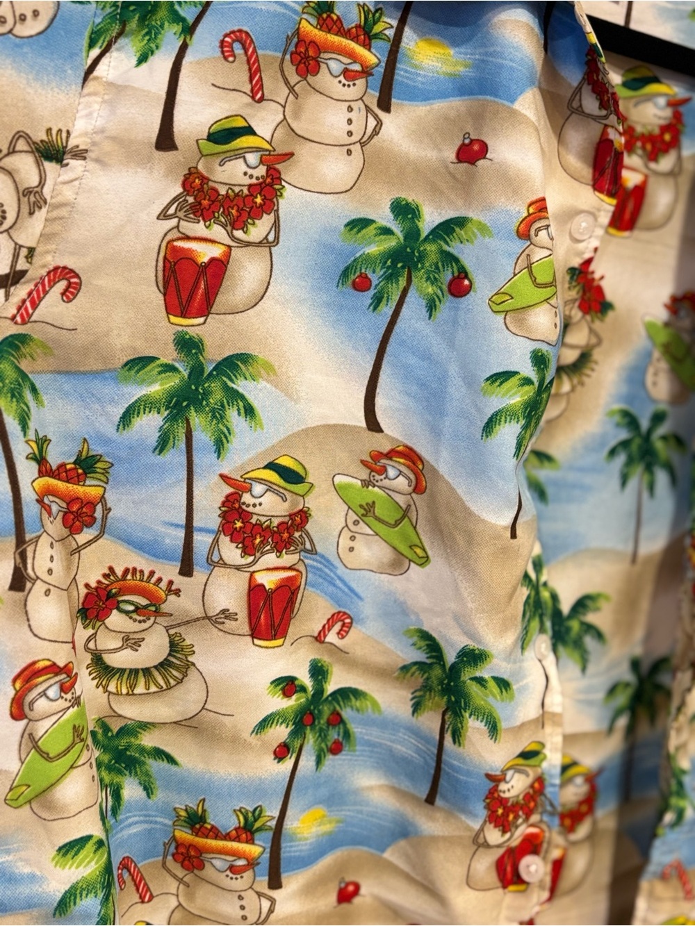 Waikiki Creations Christmas Santa Snowman Tropical Hawaiian Shirt Unisex Medium - Picture 3 of 8